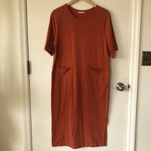 Beaumont Organic Cotton Rust Shirt Dress Small